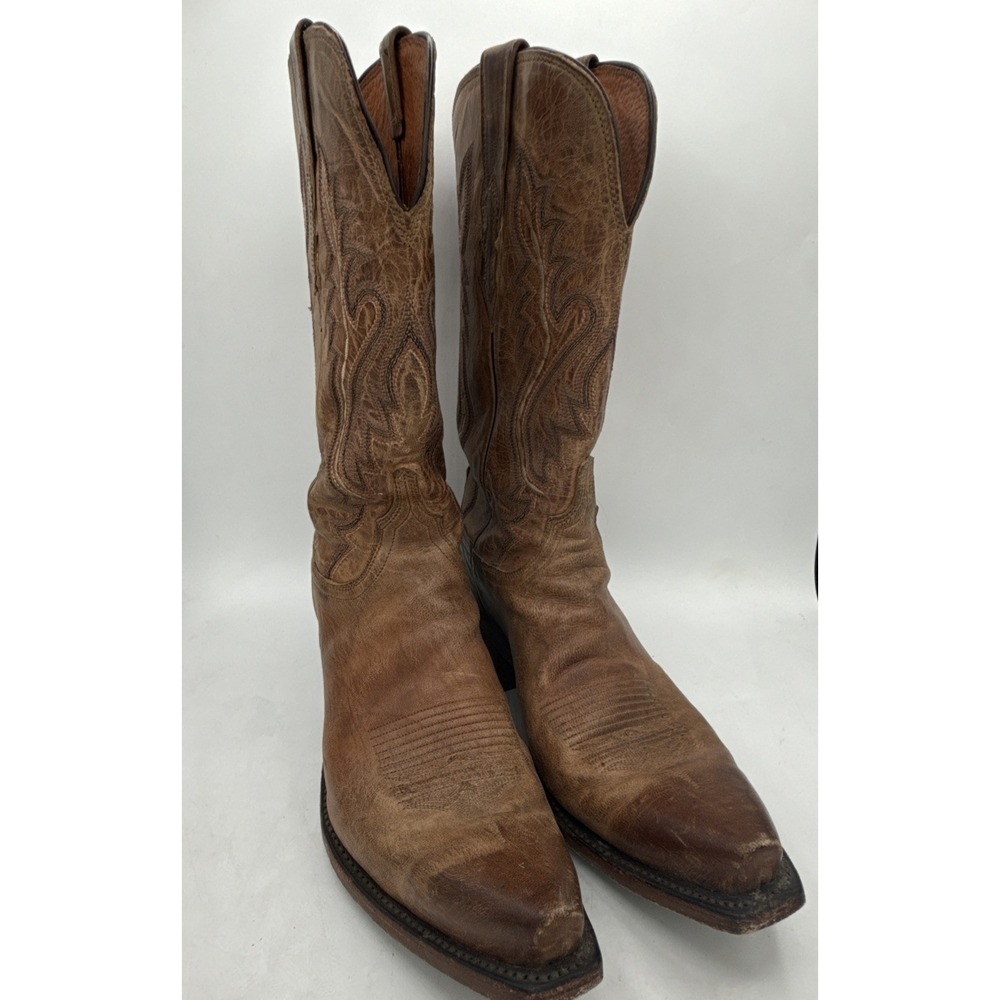 Lucchese Cassidy Boots Women 10B M4999 Brown Goat Leather Snip Toe Cowboy Boots - Picture 10 of 13